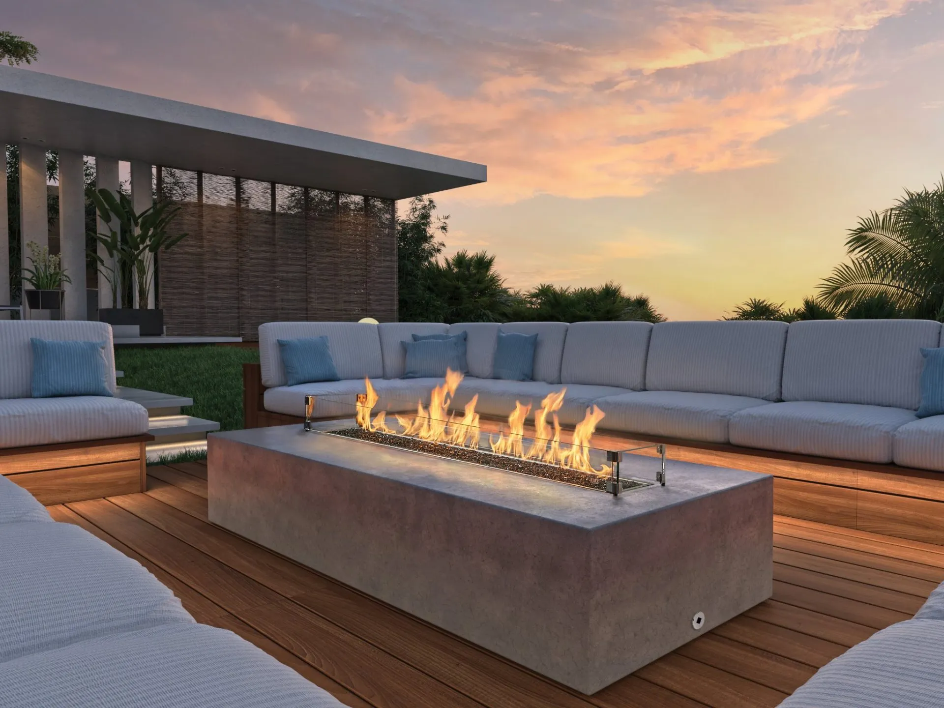 Fire Garden linear fire pit to keep you warm